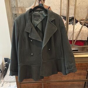Banana Republic Gray Peacoat with Wide Lapels and Relaxed Fit
